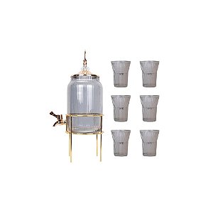 Jarra de Suco de Vidro Decorativa 2250ML - Cinza