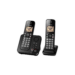 Telefone Sem Fio Panasonic KX-TGC362LAB com Identificador de Chamadas (2 Unidades) - Preto