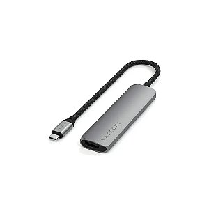 Hub Satechi ST-P4SM USB-C 4 Em 1 Adaptador Multifuncional Fino 4K - Cinza Espacial