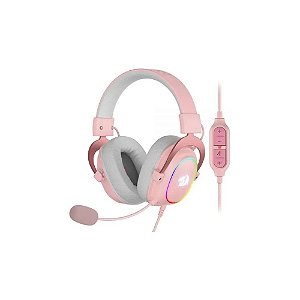 Fone de Ouvido Gamer Redragon H510P-RGB Zeus X Microfone Unidirecional/53MM/RGB - Rosa