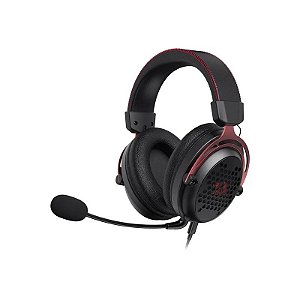Fone de ouvido Gamer Redragon H386 Diomedes Microfone Omnidirecional Surround 7.1 Virtual 53mm - Preto/Vermelho