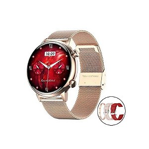 Relógio inteligente G-Tide Romance Lady Time de 1.1" com Bluetooth/NFC/IP68 - Dourado