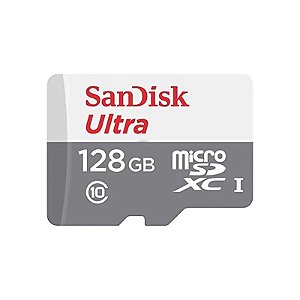 Cartão Microsd de 128GB Sandisk Ultra SDSQUNR-128G-GN6MN de 100MB/s - Cinza/Branco