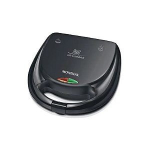 Sanduicheira Mondial Fast Grill Sandwich S-12 com 750W / Placas Antiaderentes / 220V - Preto