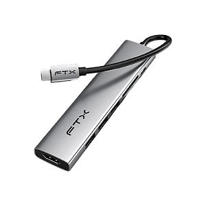 Hub FTX-HBP2-AG7 7 em 1 USB-C/HDMI/USB-A/SD - Prata