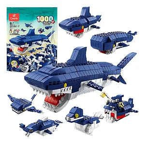 Bloco De Montar 1000 Peças Brinquedo Tubarão