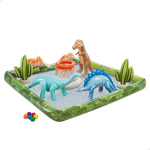 Piscina Dinossauros Infláveis Com Difusor E Bolas Intex 410l