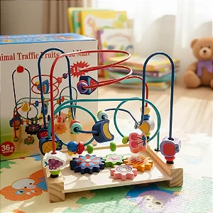Brinquedo educativo modelo aramado de contas para coordenação motora