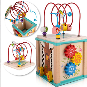 Brinquedo Cubo de Madeira Multifuncional Divertido 5 em 1
