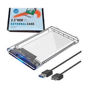 Case HD Externo de 2,5" SATA para USB 3.0 Transparente