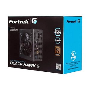 Fonte ATX 500W 80 Plus Bronze PFC Ativo Black Hawk - Fortrek