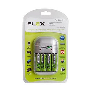 Carregador de pilhas + 4 pilhas FXC03-4P - Flex