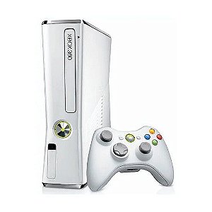 Console Xbox 360 Slim Branco 4GB + Controle Com Fio Seminovo