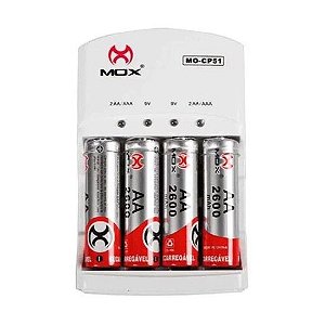 Carregador de pilhas + 4 pilhas MO-CP51 - Mox
