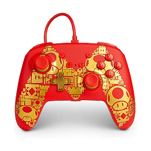 Controle com fio Switch Super Mario Vermelho PowerA Seminovo