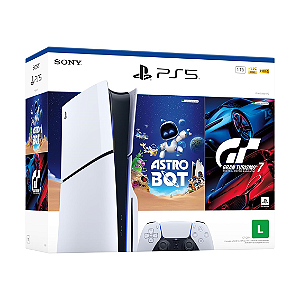Console PS5 Slim Fisíco Gran Turismo 7 e Astro Bot 1TB SSD