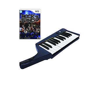 Jogo Rock Band 3 + Teclado Wireless Nintendo Wii (Seminovo)