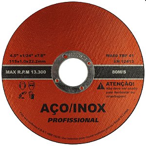 Disco de corte para aço/inox  4 1/2” A60