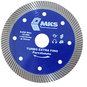 Disco de corte diamantado turbo extrafino Ø 115 mm porcelanato pastilha 12 mm MKS