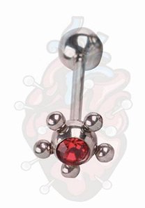 Barbell Orelha Flower Vermelho