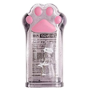 Apontador Escolar Patinha de Gato com Glitter – Papelaria Fofa