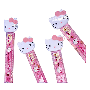 Régua Escolar Sanrio 15 cm Plástica com Personagens Medição em Centímetros