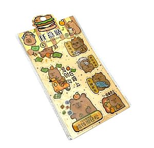 Cartela de Adesivos Capivara PET Siliconado