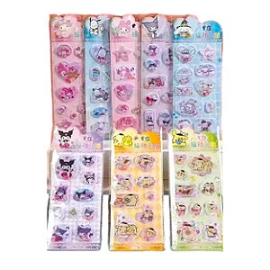 Cartela de Adesivo 3D com Água e Glitter Sanrio