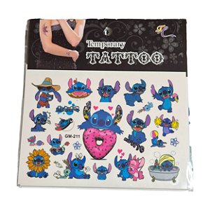 Cartela de Tatuagem Temporária Stitch