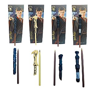 Caneta Varinha Harry Potter 18cm Escrita Azul Colecionável