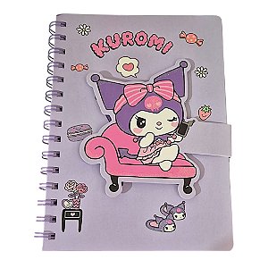 Caderno Espiral A5 Sanrio com Velcro 70 Páginas Decoradas