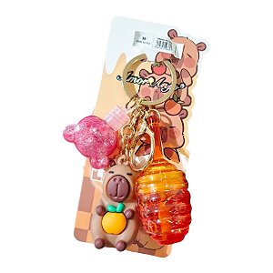 Lip Gloss Oil Capivara com Chaveiro e Mini Gloss Glitter Amor Anjo Hidratante