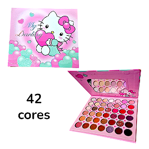 Paleta de Sombras Hello Kitty e Stitch 42 54 63 Cores Profissional Alta Pigmentação