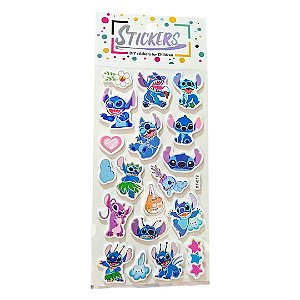 Cartela de Adesivos Stitch Coloridos Decorativos Papelaria Kawaii