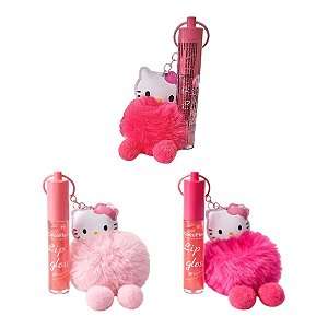 Lip Gloss Hello Kitty Com Chaveiro E Pompom Kawaii