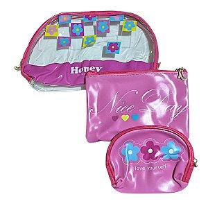 Kit Necessaire Honey Feminina Porta Maquiagem Organizador