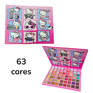Paleta de Sombras Personagens Stitch e Hello Kitty 63 Cores Maquiagem Pigmentada