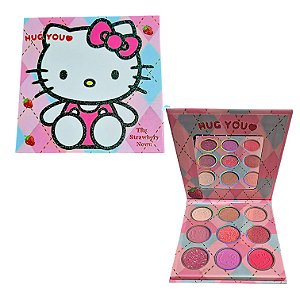 Paleta de Sombras Turma Hello Kitty 9 Cores Maquiagem Compacta e Pigmentada