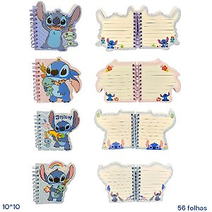 Caderneta Stitch Cartonada 10x10cm Capa Dura Páginas Decoradas