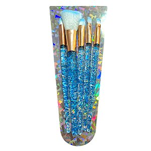 Kit Pincéis de Maquiagem com Glitter 5 Unidades