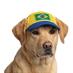 Boné Pet Brasil com Bandeira Bordada – Acessório Estiloso para Cães e Gatos