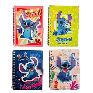Caderno Stitch A5 com Velcro e Folhas Decoradas – 70 Páginas – Modelos Sortidos