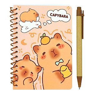 Bloco para Anotações Capivara com Caneta 48 Folhas 15 cm Papelaria Fofa 2 Estampas