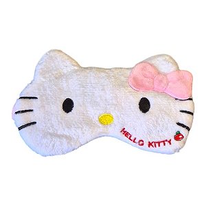 Máscara de Dormir Hello Kitty Pelúcia 3D Super Macia com Elástico Confortável