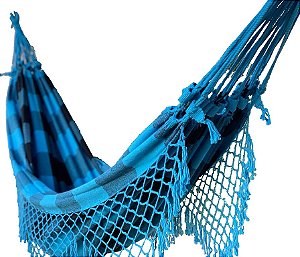 Rede De Descanso Casal Nordeste Super Resistente Azul Turquesa e Preto