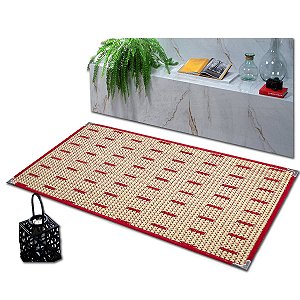 Tapete Sisal Sala Quarto Escritório Vermelho S-591 Antiderrapante