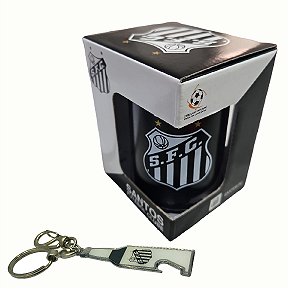 Kit Caneca Gel 300ml e Chaveiro Garrafa Oficial Top Times Santos