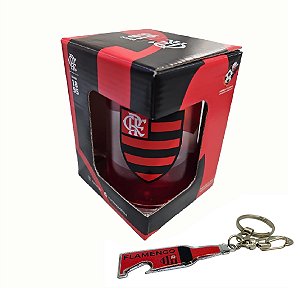 Kit Caneca Gel 300ml e Chaveiro Garrafa Oficial Top Times Flamengo