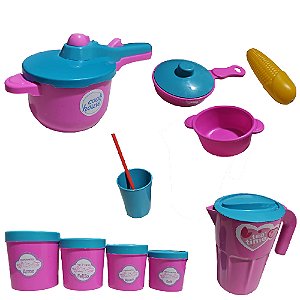 Kit Cozinha Infantil Jogo de Panela Fogão Comida Prato 23pç