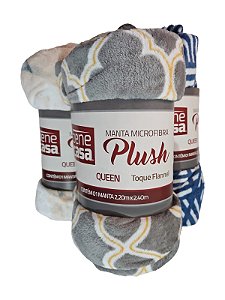 Kit 3 Mantas Microfibra Plush Queen Casal Atacado 2,20x2,40